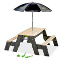 Table de jeux en bois avec 2 bancs, parasol et outils - Exit Toys