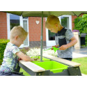 Table de jeux en bois avec 2 bancs, parasol et outils - Exit Toys