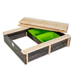 Bac à sable 94x77cm en bois avec 2 bacs amovibles Aksent - Exit Toys