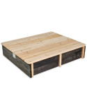 Bac à sable 94x77cm en bois avec 2 bacs amovibles Aksent - Exit Toys