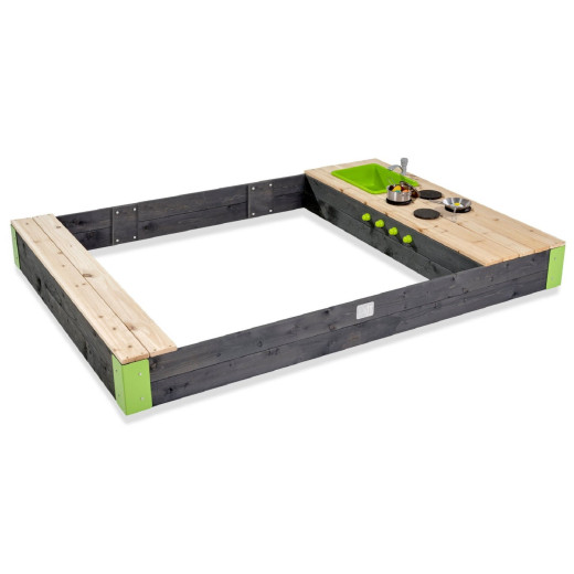 Bac à sable 200x140cm en bois avec cuisine Aksent - Exit Toys
