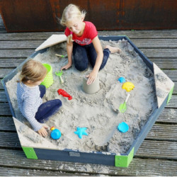 Bac à sable en bois massif 160x140cm - hexagonal - Aksent - Exit Toys