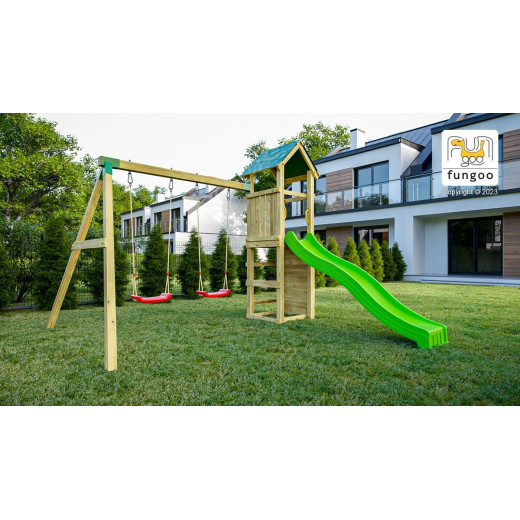 Station de jeux Charly en bois traité - balançoire double - FUNGOO