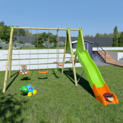 Portique Optima 2 balançoires+1 face à face+toboggan Trigano Jardin