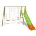Portique Optima 2 balançoires+1 face à face+toboggan Trigano Jardin