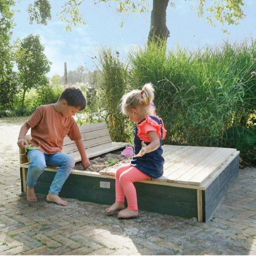 Bac à sable 136x132cm en bois avec 2 bancs Aksent - Exit Toys