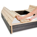 Bac à sable 136x132cm en bois avec 2 bancs Aksent - Exit Toys