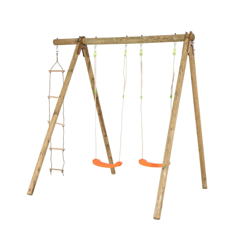 Portique en bois massif avec 3 agrès colorés - Tiridou - Trigano Jardin