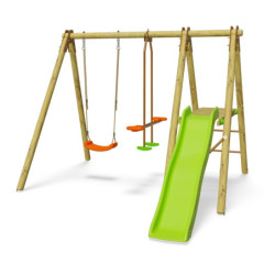 Portique amusant avec 2 agrès et 1 toboggan - Vabi - Trigano Jardin