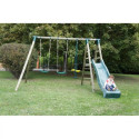 Portique avec toboggan – COMANCHE - tissu rouge pour la plate-forme
