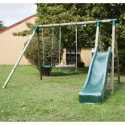 Portique avec toboggan – COMANCHE - tissu rouge pour la plate-forme