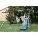 Portique avec toboggan – COMANCHE - tissu rouge pour la plate-forme
