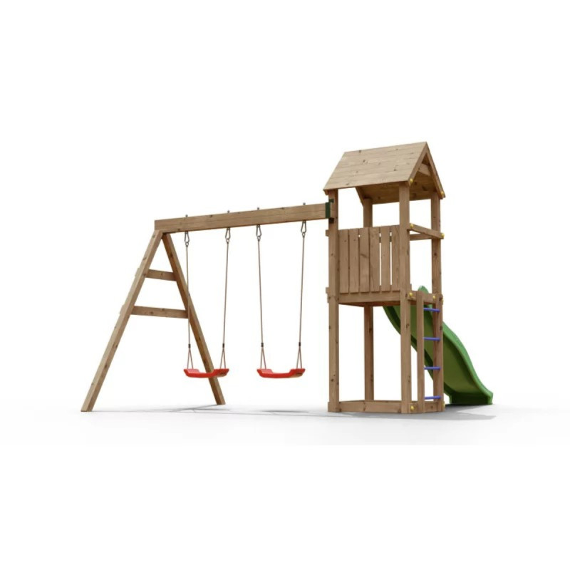 Aire de jeux avec toboggan - tour - 2 balançoires – Ambroise