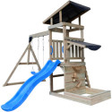 Aire de Jeux Bois Thermo Traité SAGAZ: 2 Balançoires, Toboggan | Abracadaprout