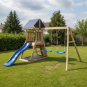 Aire de Jeux Bois Thermo POUET-POUET: 2 Balançoires, Toboggan