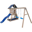 Aire de Jeux Bois Thermo POUET-POUET: 2 Balançoires, Toboggan