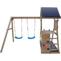 Aire de Jeux Bois Thermo POUET-POUET: 2 Balançoires, Toboggan
