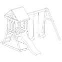 Aire de Jeux Bois Thermo POUET-POUET: 2 Balançoires, Toboggan