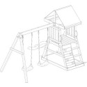 Aire de Jeux Bois Thermo POUET-POUET: 2 Balançoires, Toboggan