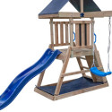 Aire de Jeux Bois Thermo POUET-POUET: 2 Balançoires, Toboggan