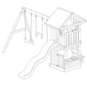 Aire de Jeux MAMMOUTH en Bois Thermo Traité: Balançoires, Trapèze, Toboggan | Abracadaprout