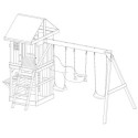 Aire de Jeux MAMMOUTH en Bois Thermo Traité: Balançoires, Trapèze, Toboggan | Abracadaprout