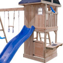 Aire de Jeux MAMMOUTH en Bois Thermo Traité: Balançoires, Trapèze, Toboggan | Abracadaprout