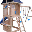 Aire de Jeux MAMMOUTH en Bois Thermo Traité: Balançoires, Trapèze, Toboggan | Abracadaprout