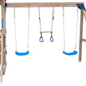 Aire de Jeux MAMMOUTH en Bois Thermo Traité: Balançoires, Trapèze, Toboggan | Abracadaprout