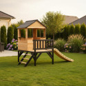 Maisonnette sur pilotis en bois FSC thermo-traité avec toboggan Schplouf - Abracadaprout