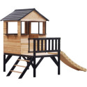 Maisonnette sur pilotis en bois FSC thermo-traité avec toboggan Schplouf - Abracadaprout