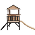 Maisonnette sur pilotis en bois FSC thermo-traité avec toboggan Schplouf - Abracadaprout