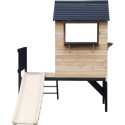 Maisonnette sur pilotis en bois FSC thermo-traité avec toboggan Schplouf - Abracadaprout