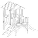 Maisonnette sur pilotis en bois FSC thermo-traité avec toboggan Schplouf - Abracadaprout