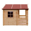 Cabane pour enfants bois19mm - 130x164cm - porte semi-vitrée - Timbela
