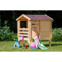 Cabane avec toboggan - bois19mm - 130x164cm - porte semi-vitrée - Timbela