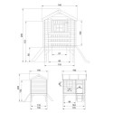 Cabane avec toboggan - bois19mm - 130x164cm - porte semi-vitrée - Timbela