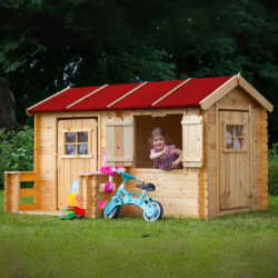 Cabane pour enfants bois 19mm - 223x164cm - 2 portes - Timbela