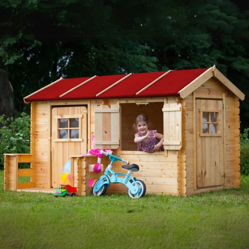 Cabane pour enfants bois 19mm - 223x164cm - 2 portes - Timbela