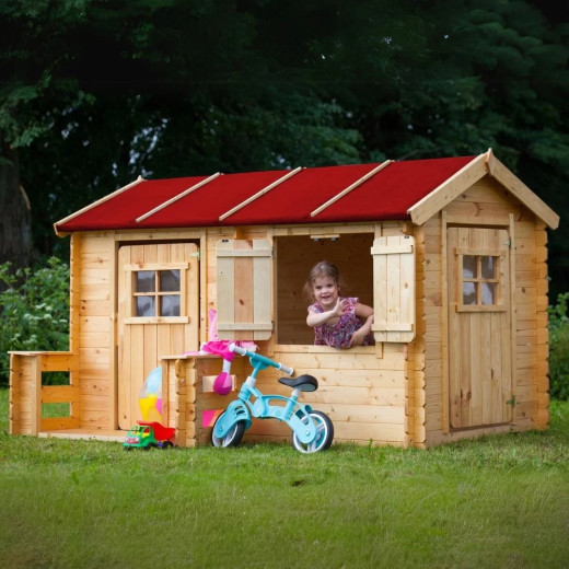 Cabane pour enfants bois 19mm - 223x164cm - 2 portes - Timbela