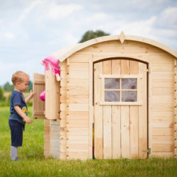 Cabane pour enfants bois 19mm - 130x106cm - toit berceau - Timbela