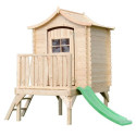 Cabane sur pilotis - bois 19mm - 130x106cm - toboggan - Timbela