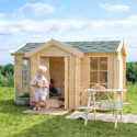 Cabane - bois 19mm - 176x235cm - avec porche - avec plancher - Timbela
