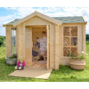 Cabane - bois 19mm - 176x235cm - avec porche - avec plancher - Timbela