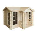 Cabane - bois 19mm - 176x235cm - avec porche - avec plancher - Timbela