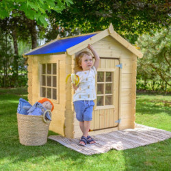 Cabane - bois 13mm - 105x105cm - toit bleu - sans plancher - Timbela