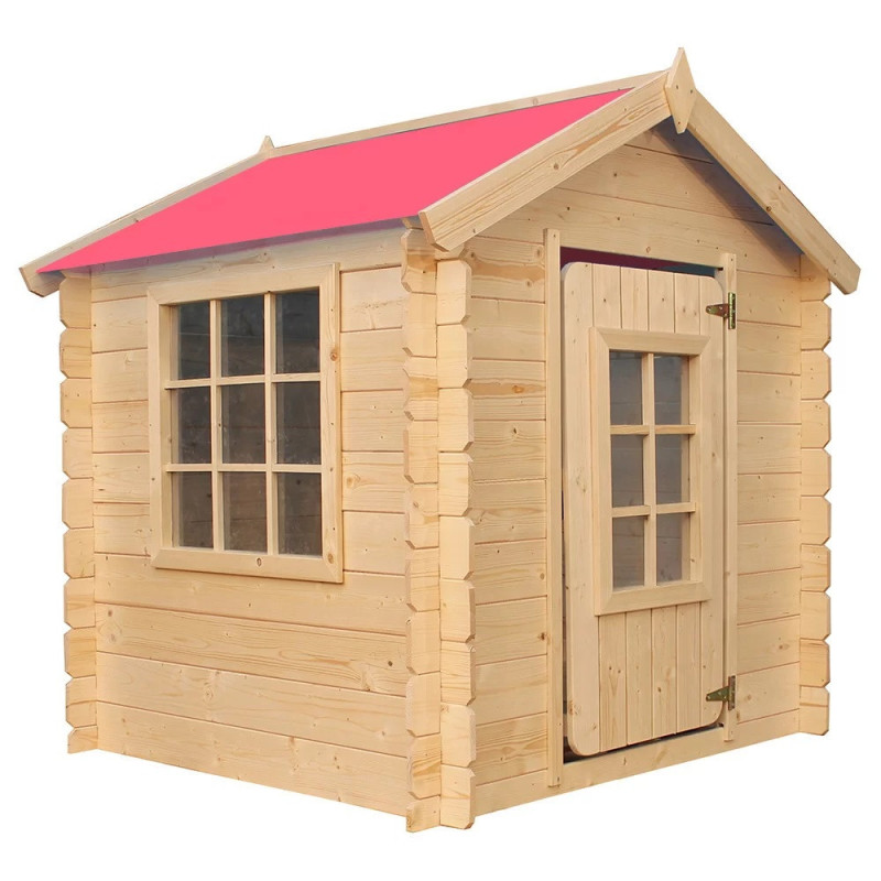 Cabane - bois 13mm - 105x105cm - toit rouge - sans plancher - Timbela