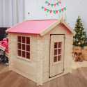 Cabane - bois 13mm - 105x105cm - toit rouge - sans plancher - Timbela