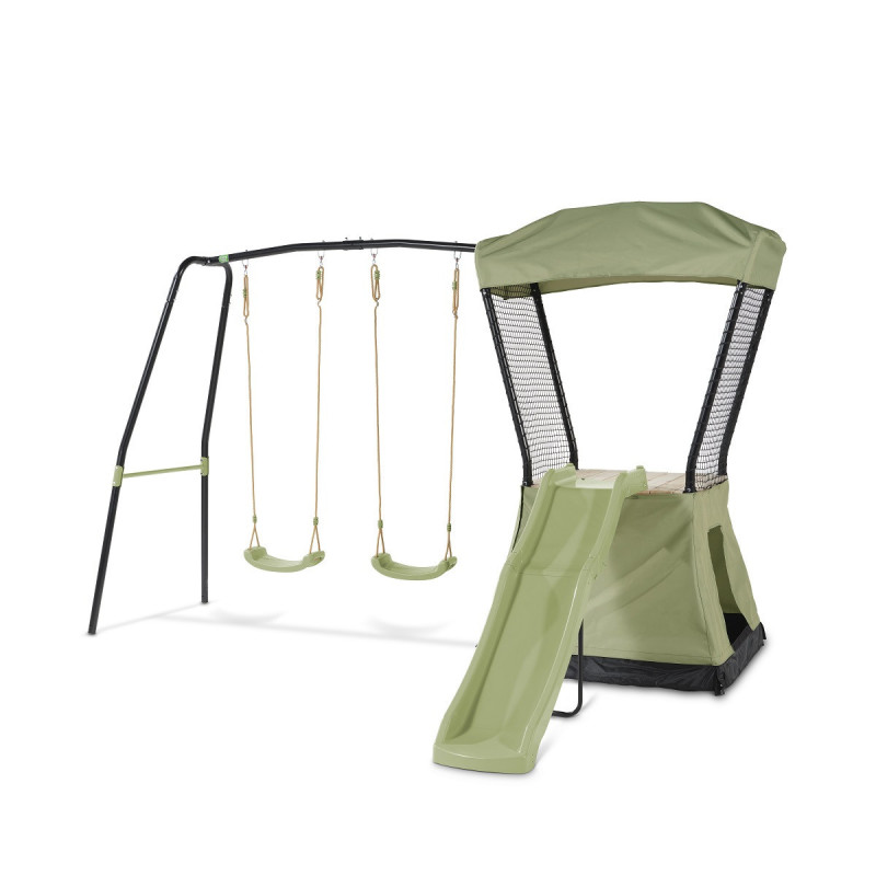 Tour de jeux IVY avec toboggan, 2 balançoires, tente - Exit Toys