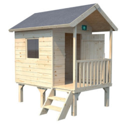 Cabane de jeux en bois brut Kangourou+, sur pilotis, Soulet